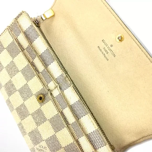 Louis Vuitton Damier Azur Porte Feuille Sarah Long Bifold Wallet White Long - Picture 5 of 8